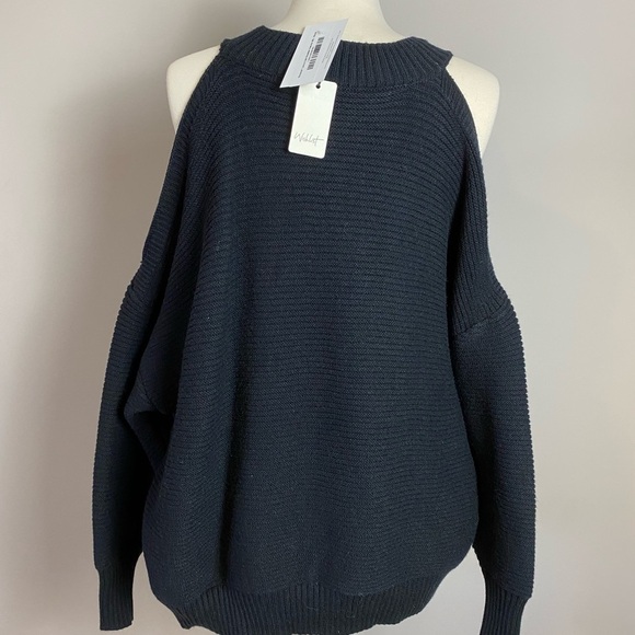 NWTs Boutique Royal & Reese Cold Shoulder Sweater Refined Knitwear- Black - Picture 6 of 11